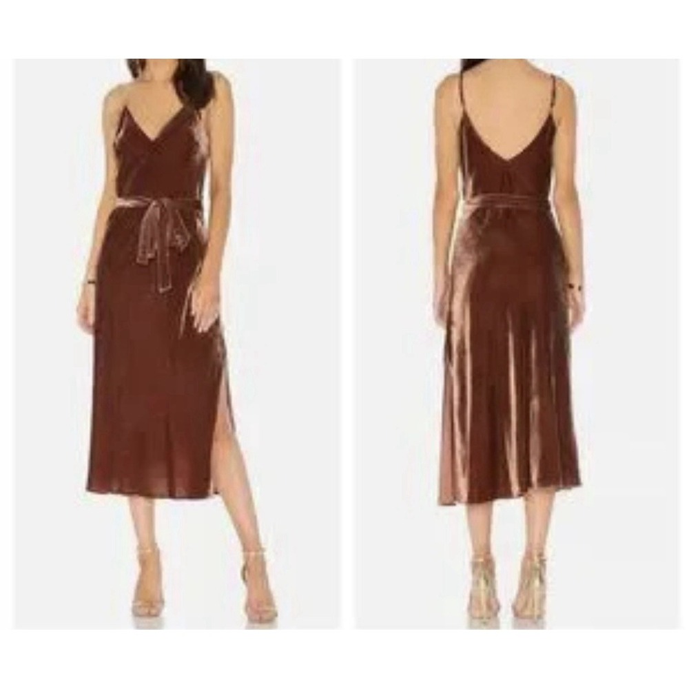 FRAME Slip Dress Velvet‎  Brown Size Large Sleeveless Missing The Belt